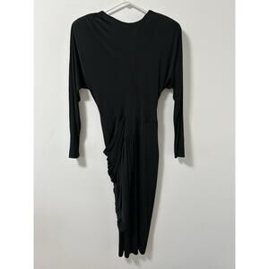 Vintage 80s Black Ruched Cocoon‎ Draped Slinky Disco Dress Sz 10 Casadei Womens